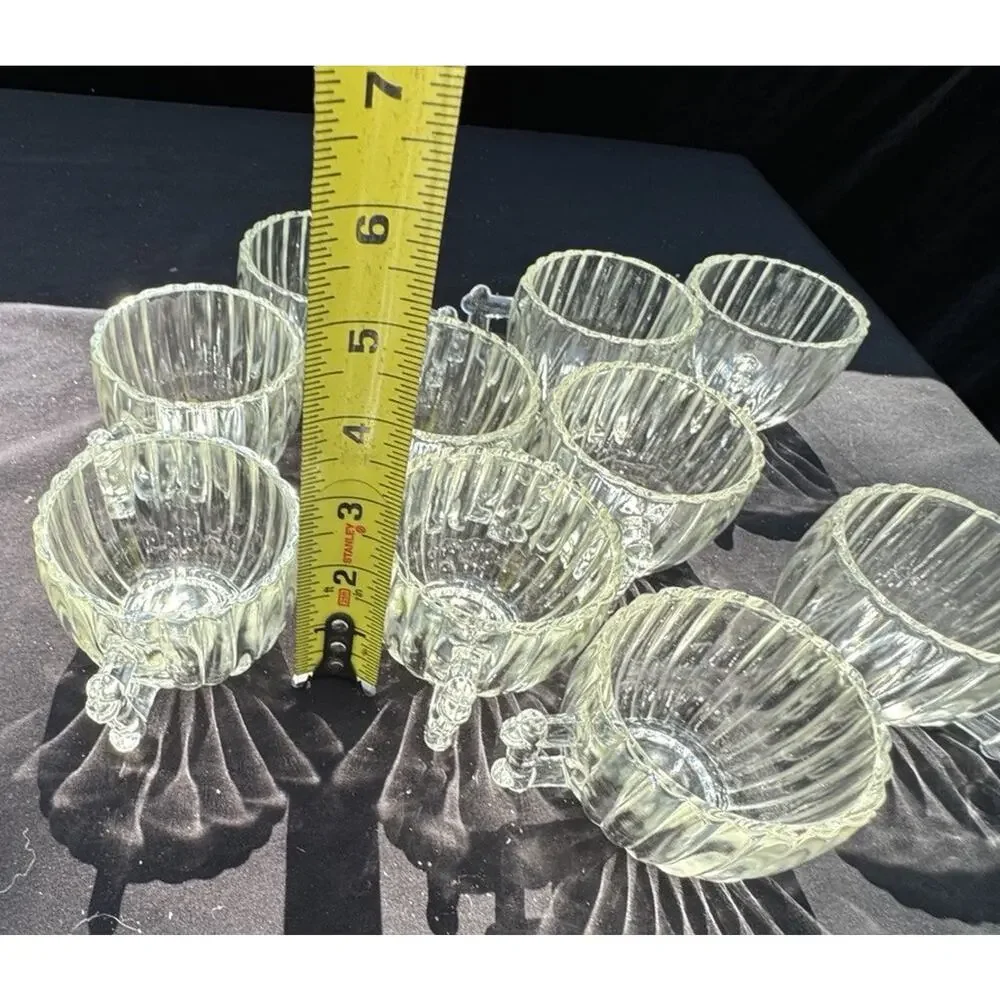 vintage jeannette, national clear punch bowl cups set of 10 EUC -10/13